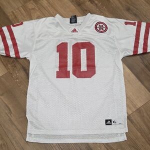 Adidas White Jersey with Red Huskers Logo
